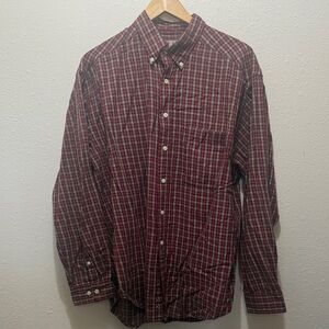 Sun River Men's Red Plaid Button-Down Shirt, Size L